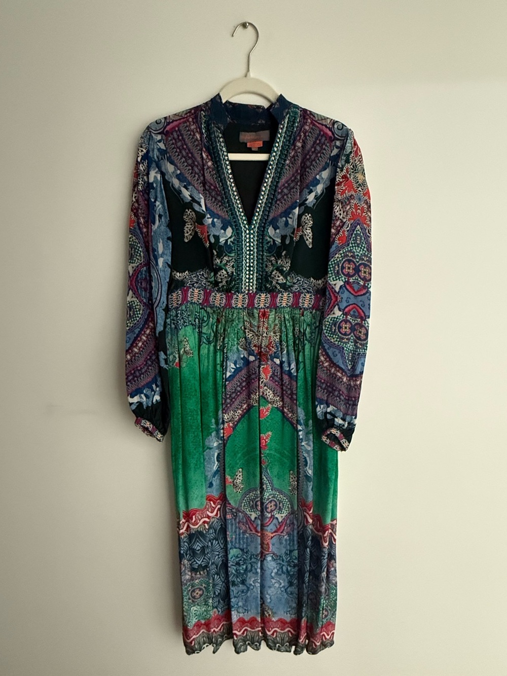 Anthropologie Bhanuni by Jyoti Green & Multicolor Maxi Dress